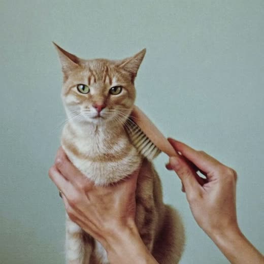 A cat being brushed
